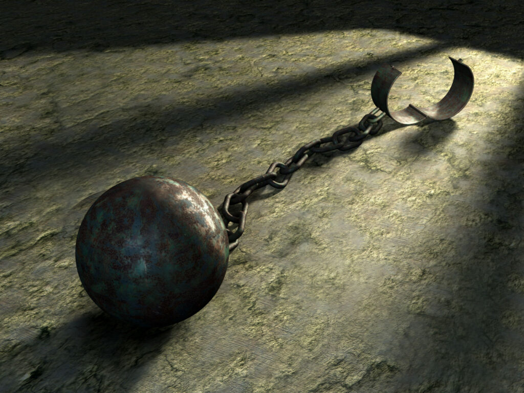 slave ball and chain sin is slavery